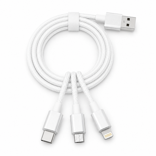 Câble chargeur 3-en-1 USB-C Lightning Micro USB charge rapide Smartflexo