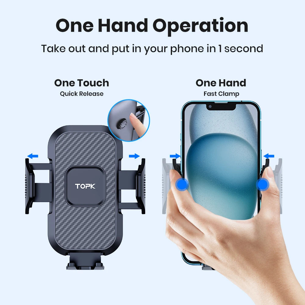 Car Phone Holder Mount, Upgrade Auto Locking Universal Phone Stand Holder with Hook Clip for Car Air Vent for Iphone Samsun