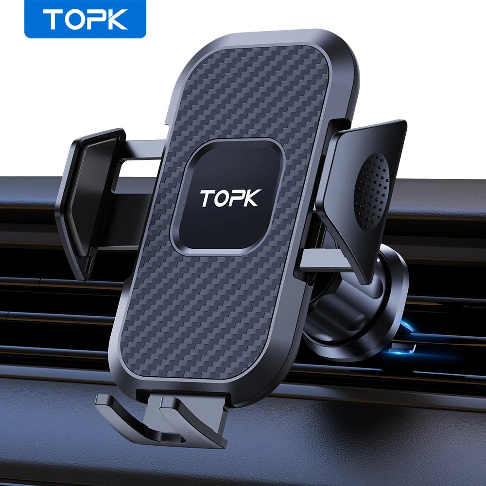 Car Phone Holder Mount, Upgrade Auto Locking Universal Phone Stand Holder with Hook Clip for Car Air Vent for Iphone Samsun