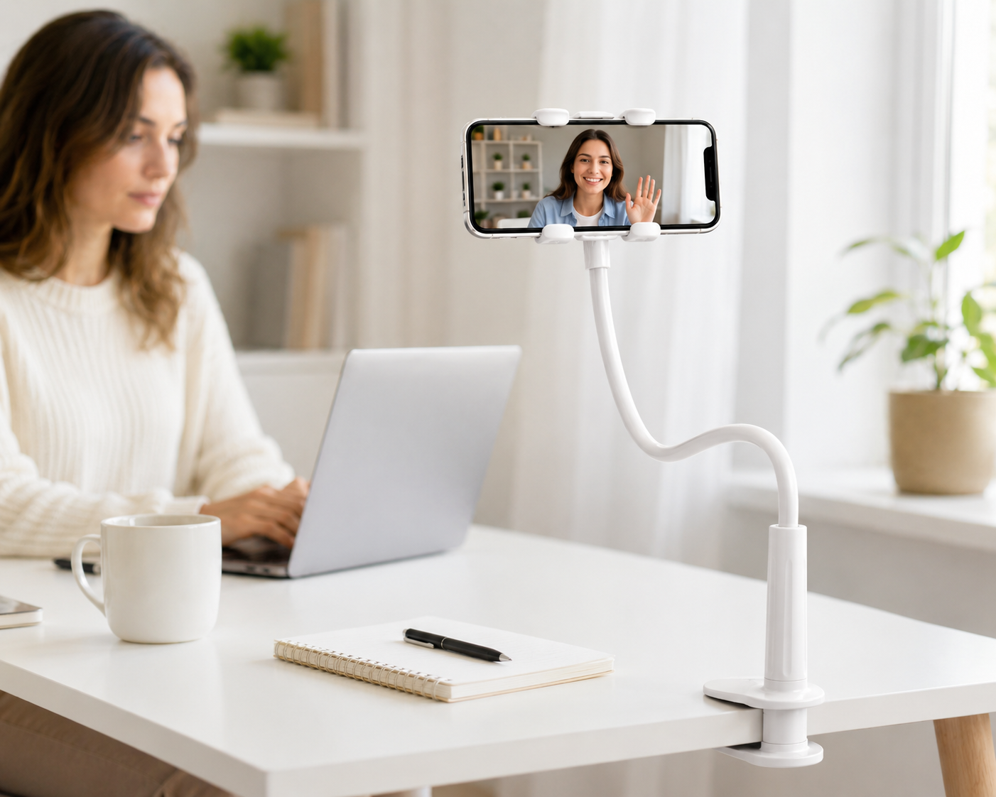 Support téléphone flexible bureau télétravail Smartflexo